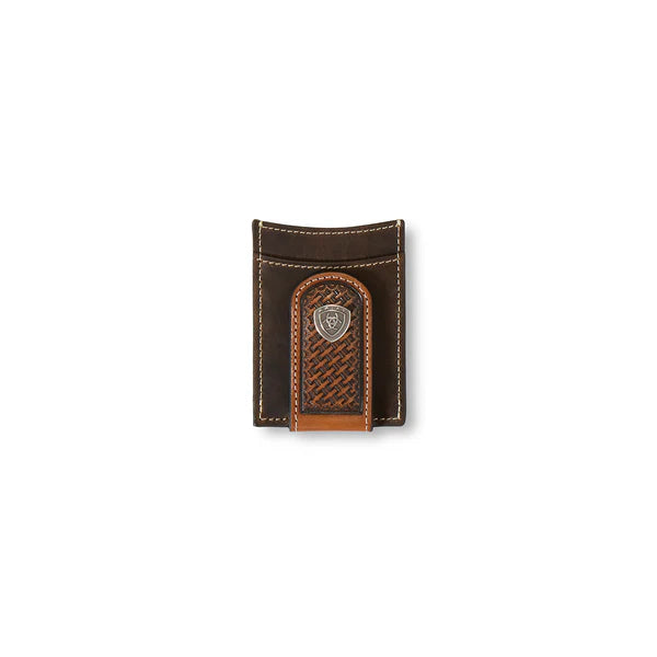 Ariat Brown Magnetic Money Clip w/Basket Weave Embossing A3553602