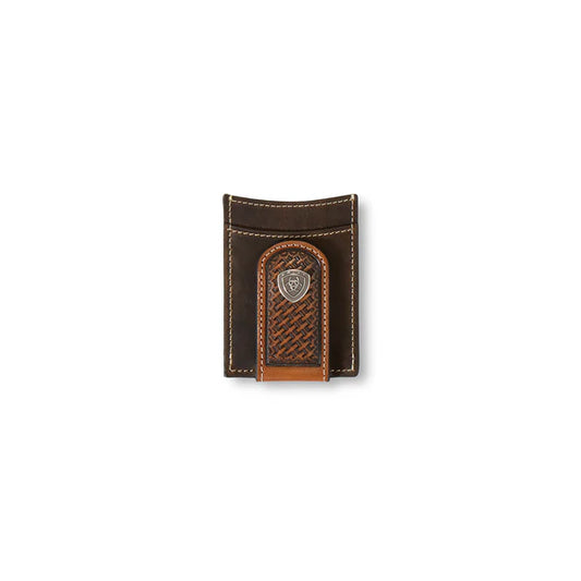 Ariat Brown Magnetic Money Clip w/Basket Weave Embossing A3553602