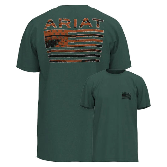Ariat Men's Rustic Wood Flag T-Shirt - Forest Green 10058890