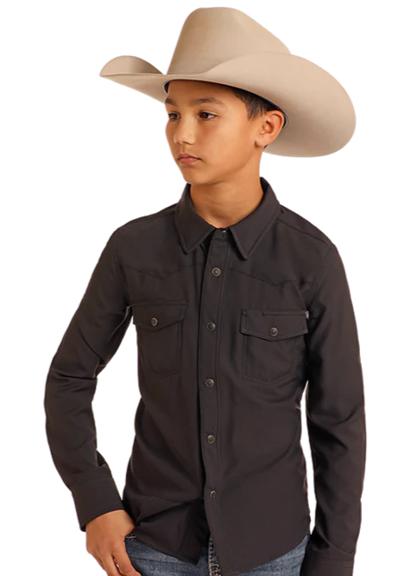 Rock & Roll Tek Long Sleeve Black Solid Boys BBN2S06797