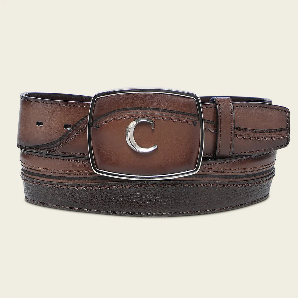 BC427 - Cuadra Chocolate Casual Fashion Cowhide Leather Belt For Men