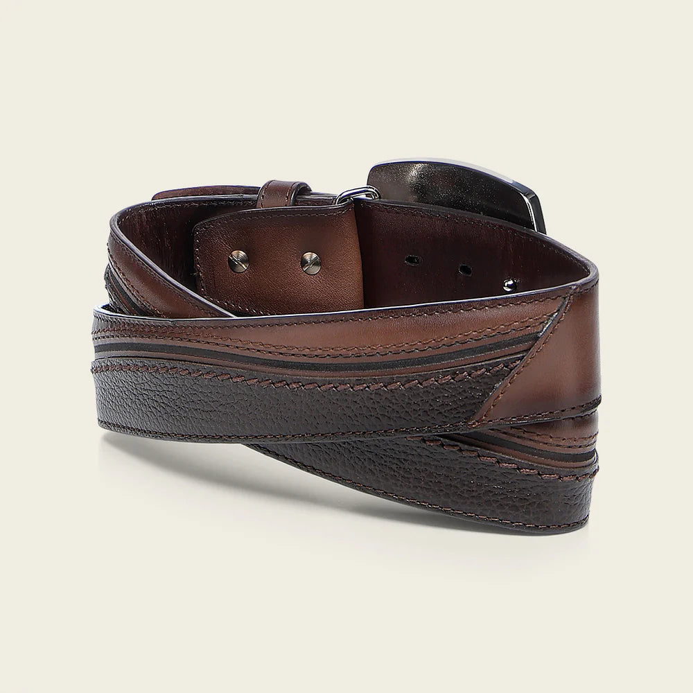 BC427 - Cuadra Chocolate Casual Fashion Cowhide Leather Belt For Men