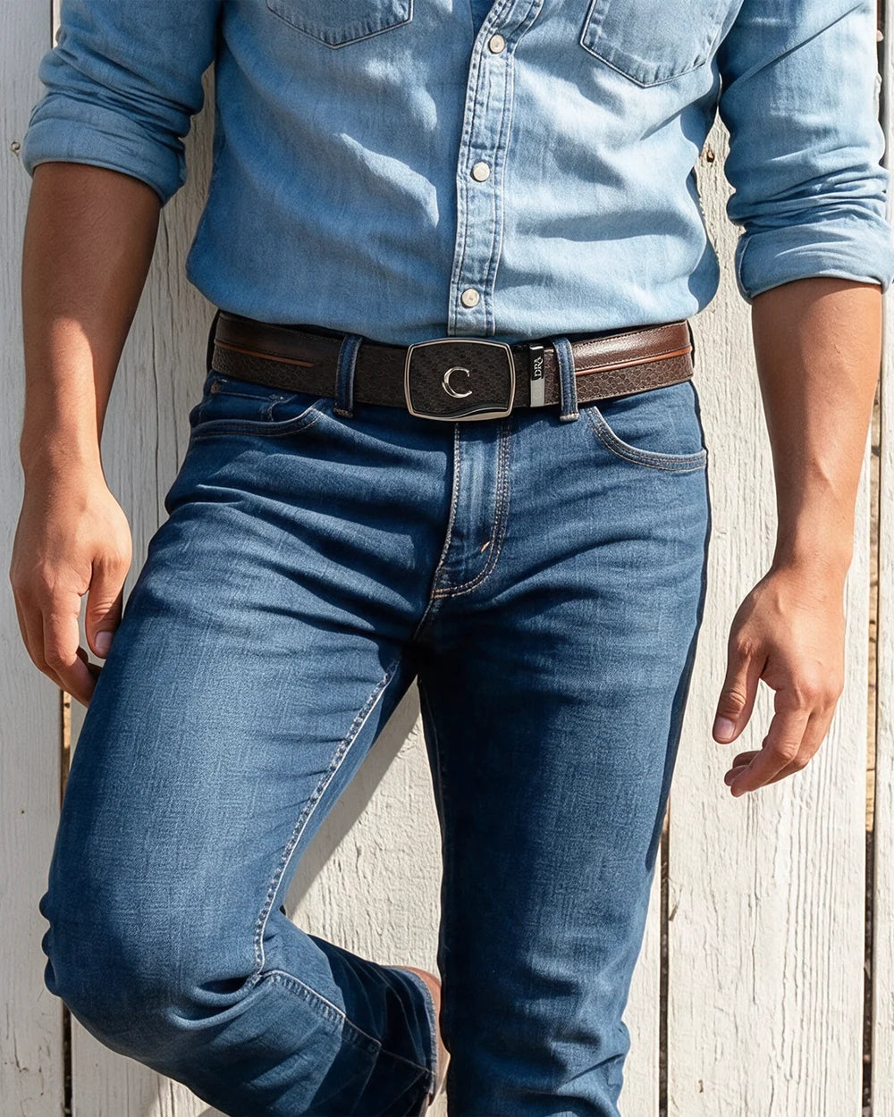 Cuadra Men's Brown Stamped Leather Western Belt – BC515