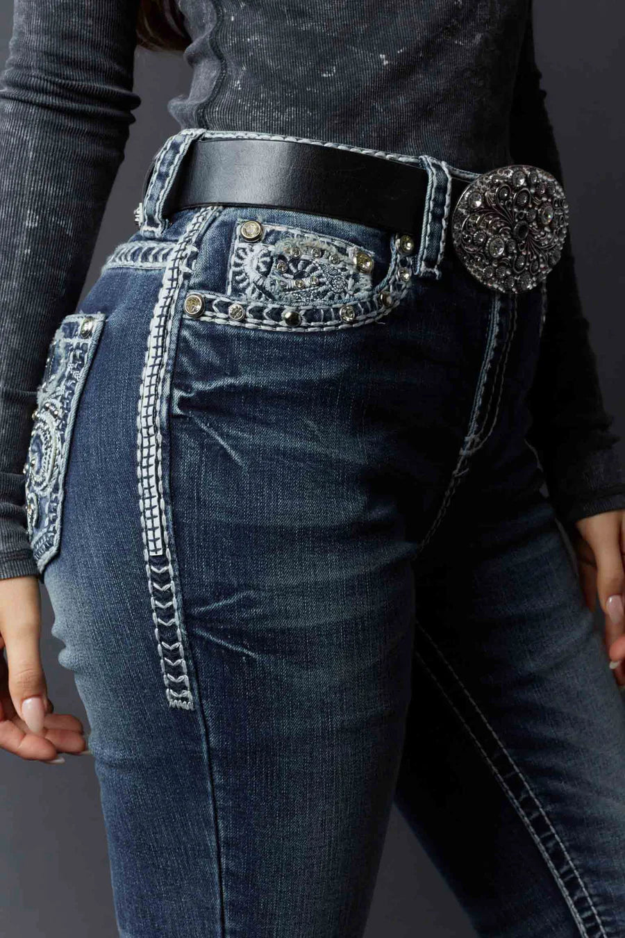 Answer Me Women's Embellished Bootcut Jeans A1100-PB