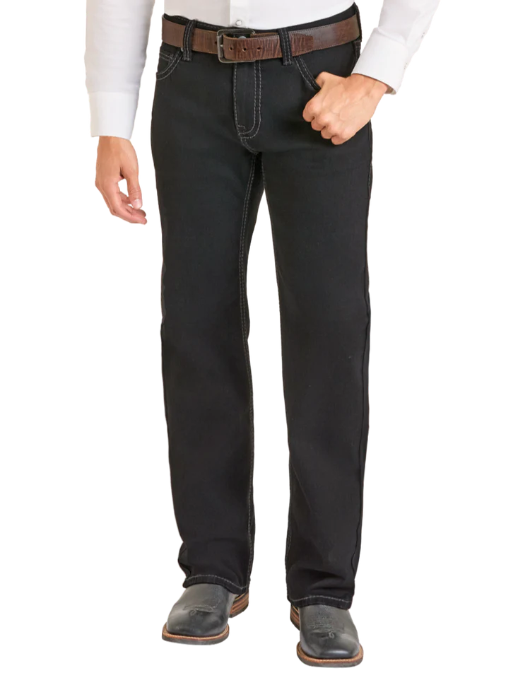 Rock & Roll Denim Men's Double Barrel Black Straight Boot Relax Fit Jeans BM0SD05576