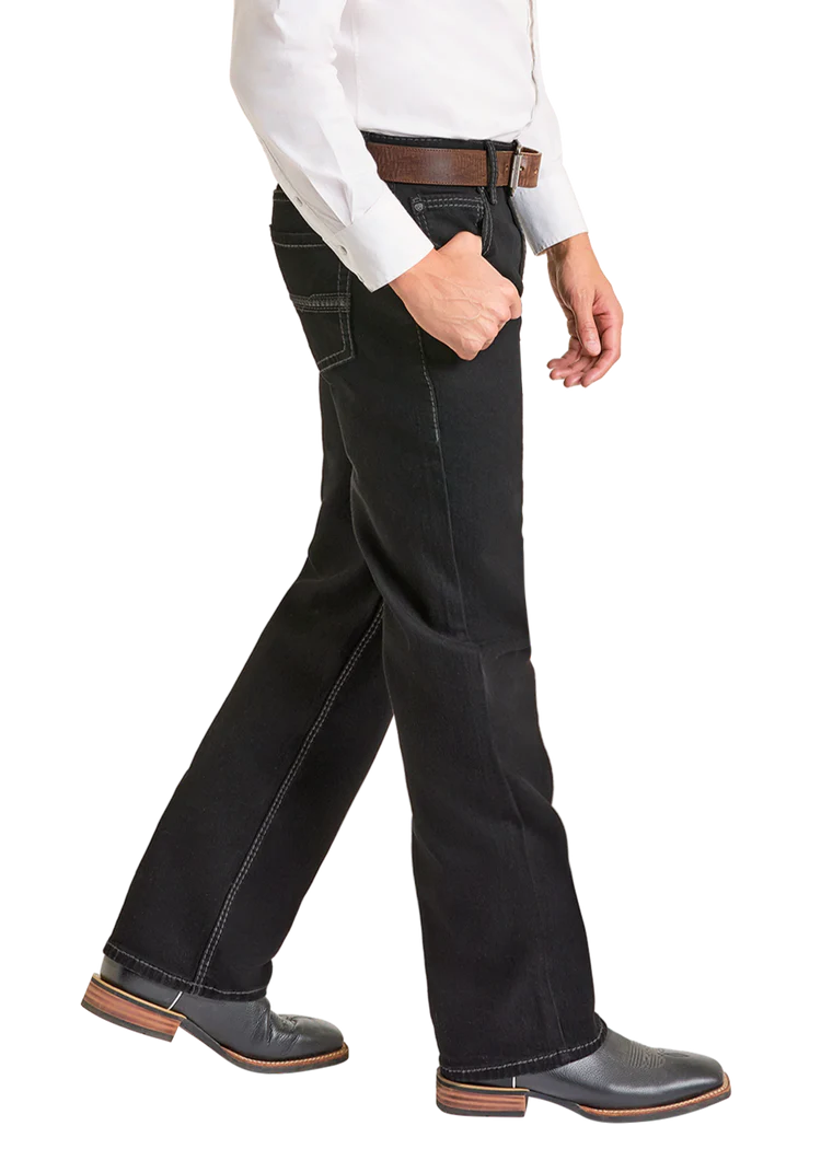 Rock & Roll Denim Men's Double Barrel Black Straight Boot Relax Fit Jeans BM0SD05576