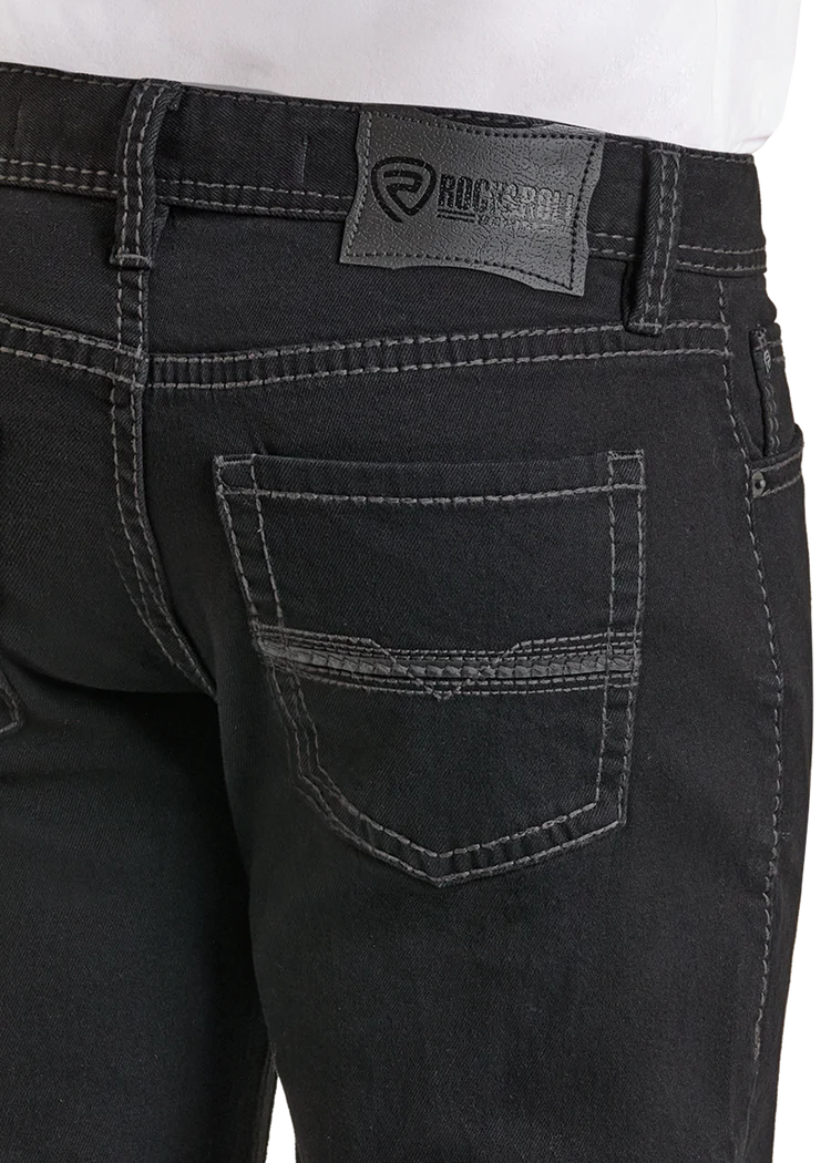 Rock & Roll Denim Men's Double Barrel Black Straight Boot Relax Fit Jeans BM0SD05576