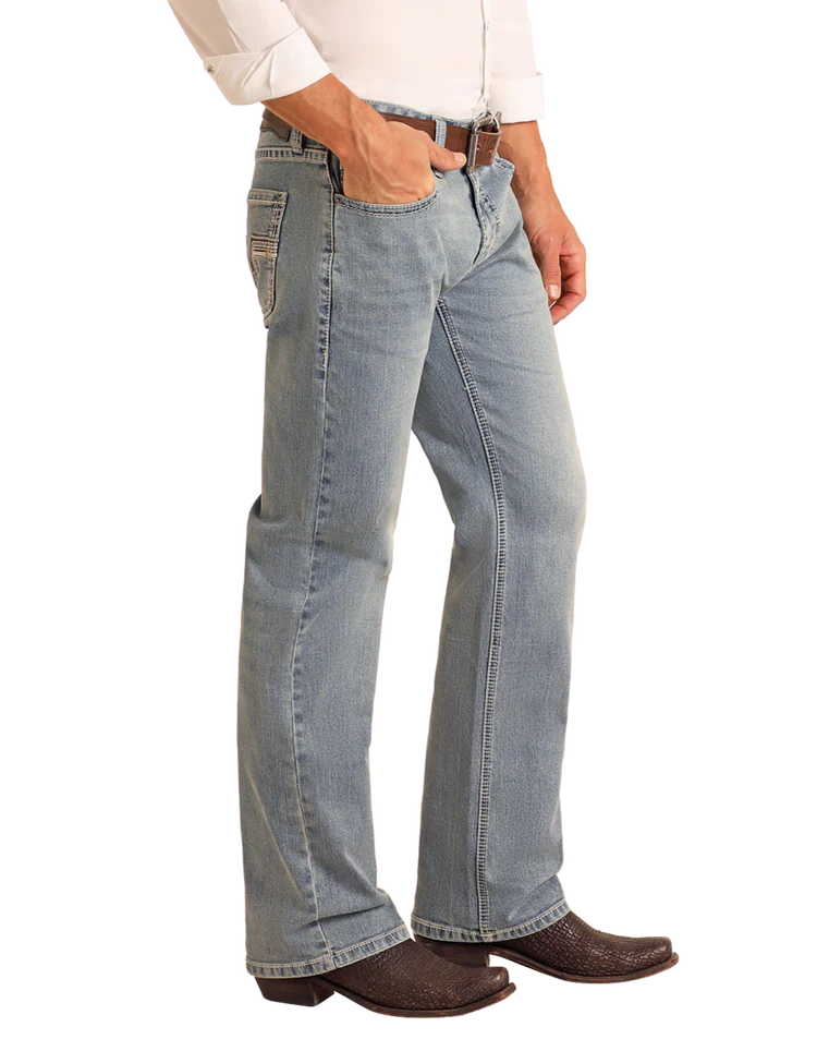 ROCK & ROLL DENIM Regular Fit Pistol Light Wash Straight Leg Jeans BM1PD06133
