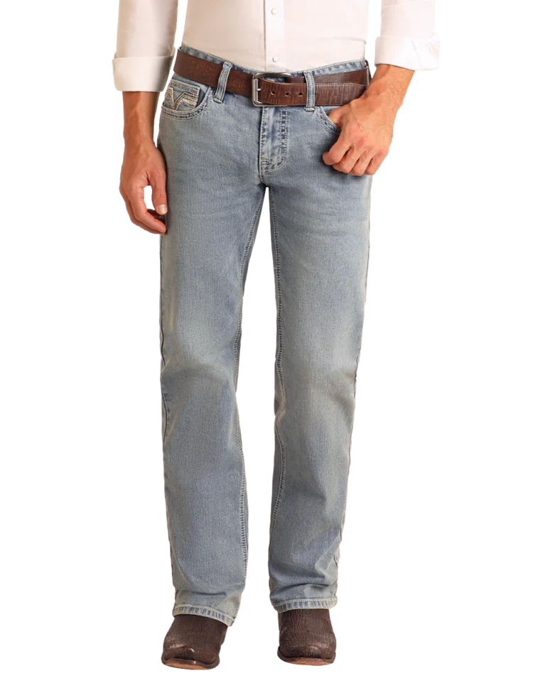 ROCK & ROLL DENIM Regular Fit Pistol Light Wash Straight Leg Jeans BM1PD06133