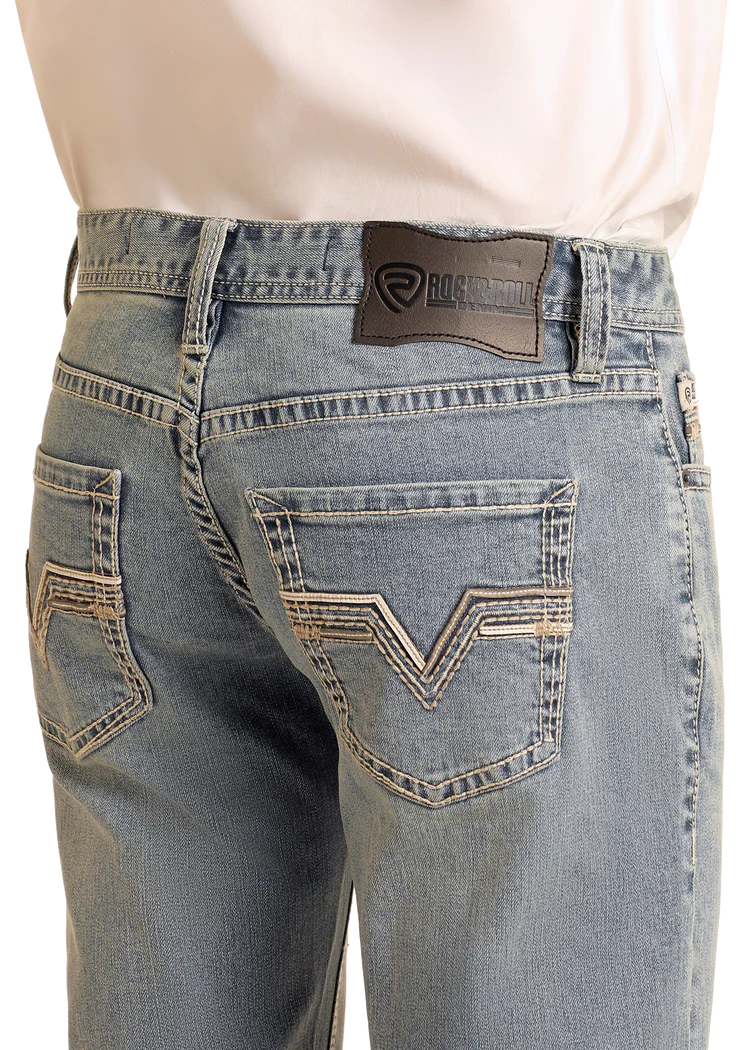 ROCK & ROLL DENIM Regular Fit Pistol Light Wash Straight Leg Jeans BM1PD06133