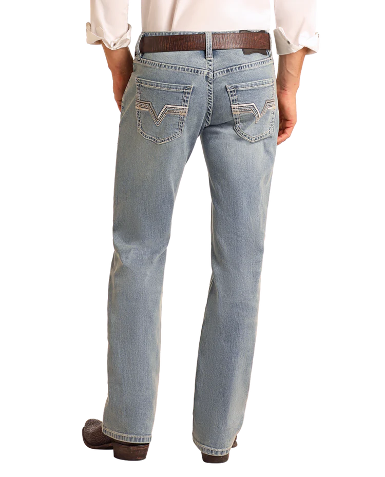 ROCK & ROLL DENIM Regular Fit Pistol Light Wash Straight Leg Jeans BM1PD06133