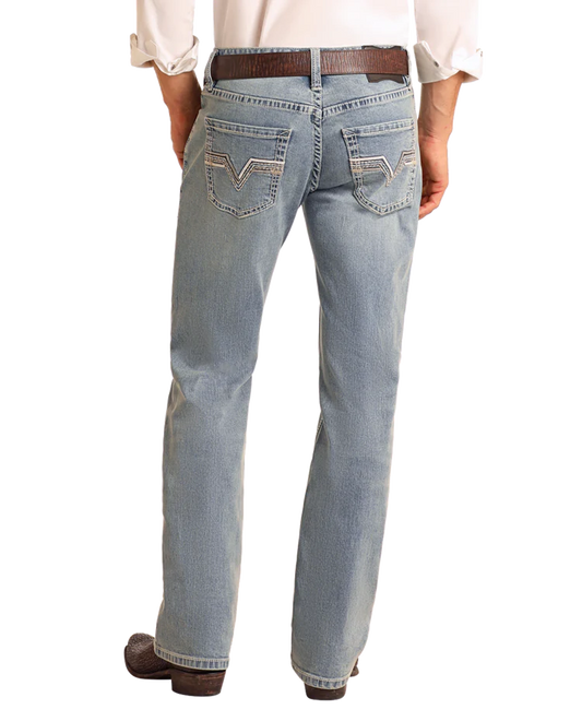ROCK & ROLL DENIM Regular Fit Pistol Light Wash Straight Leg Jeans BM1PD06133