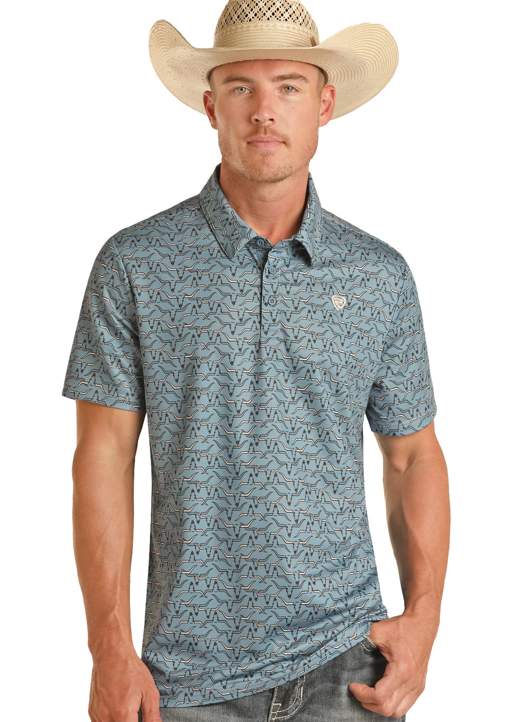 Rock & Roll Men's Denim Polo Blue BM51T03481
