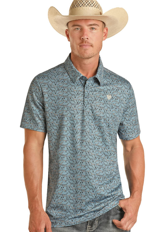 Rock & Roll Men's Denim Polo Blue BM51T03481