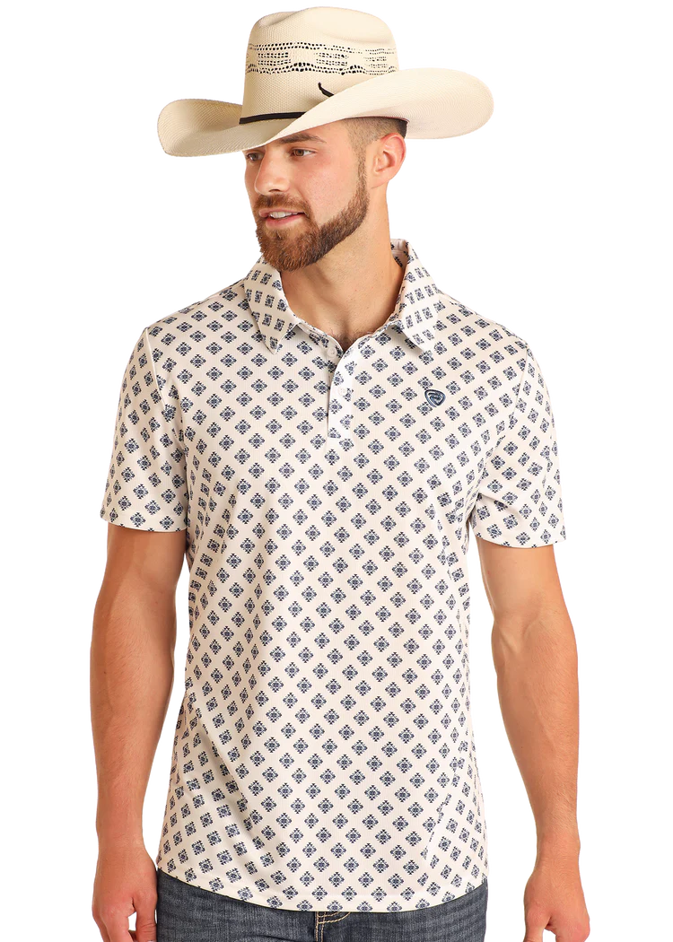 Rock & Roll Men's Denim Polo White BM51T05997