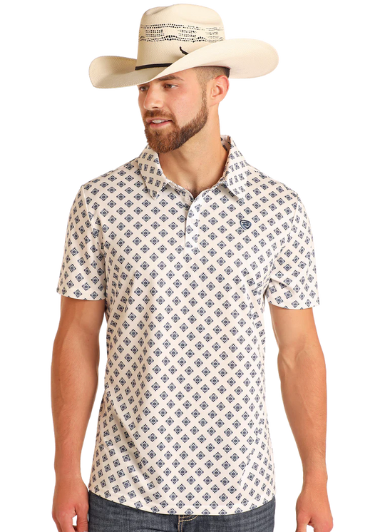 Rock & Roll Men's Denim Polo White BM51T05997
