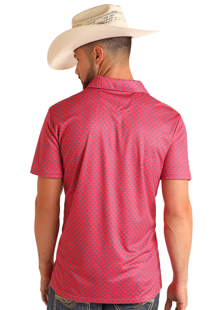 Rock & Roll Men's Denim Polo Hot Pink BM51T06001