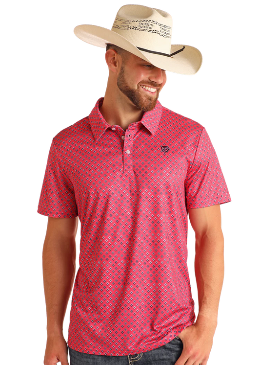 Rock & Roll Men's Denim Polo Hot Pink BM51T06001
