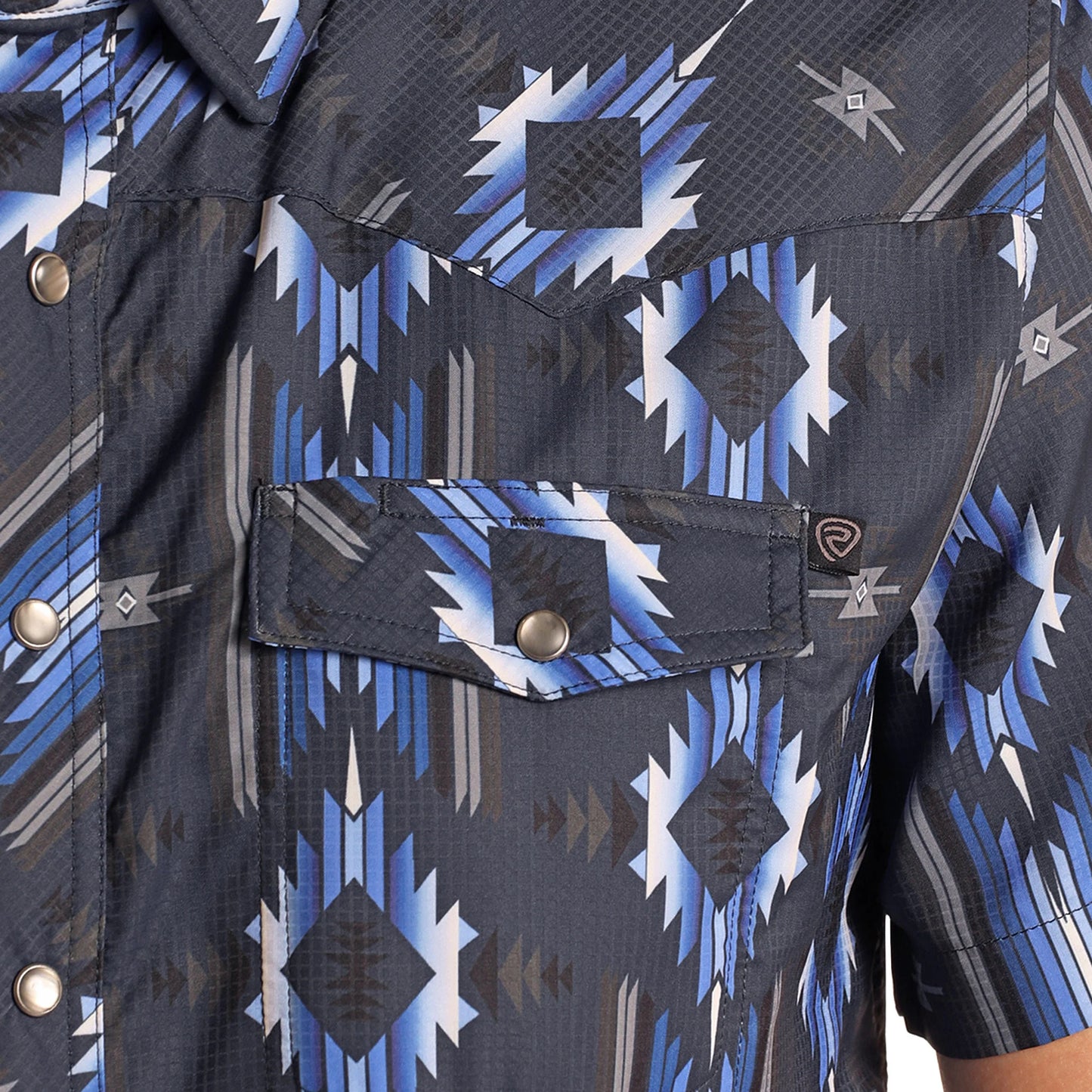 Rock & Roll Denim Mens Tek Aztec Print Short Sleeve Navy BMN3S05949