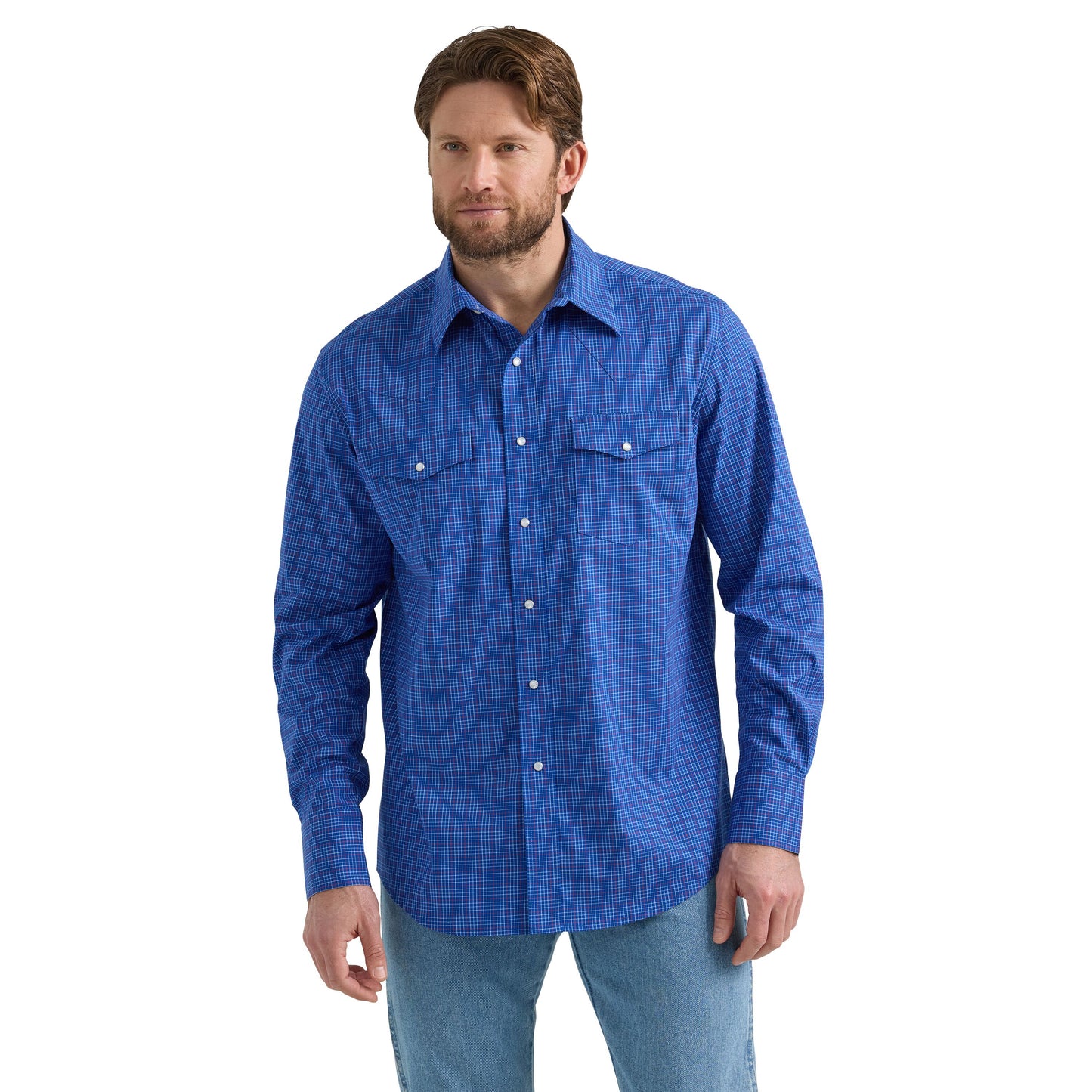Men's Wrinkle Resist Classic Fit Long Sleeve Shirt in Bluet 112351595