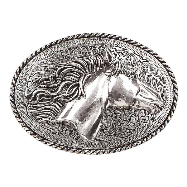 Blazin Roxx Oval Horsehead Silver Buckle 37012