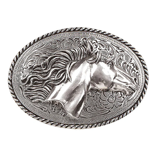 Blazin Roxx Oval Horsehead Silver Buckle 37012
