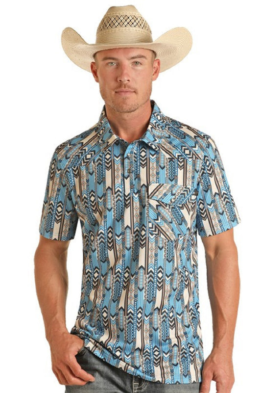 Rock & Roll Men's Denim Polo Blue BM53T03491