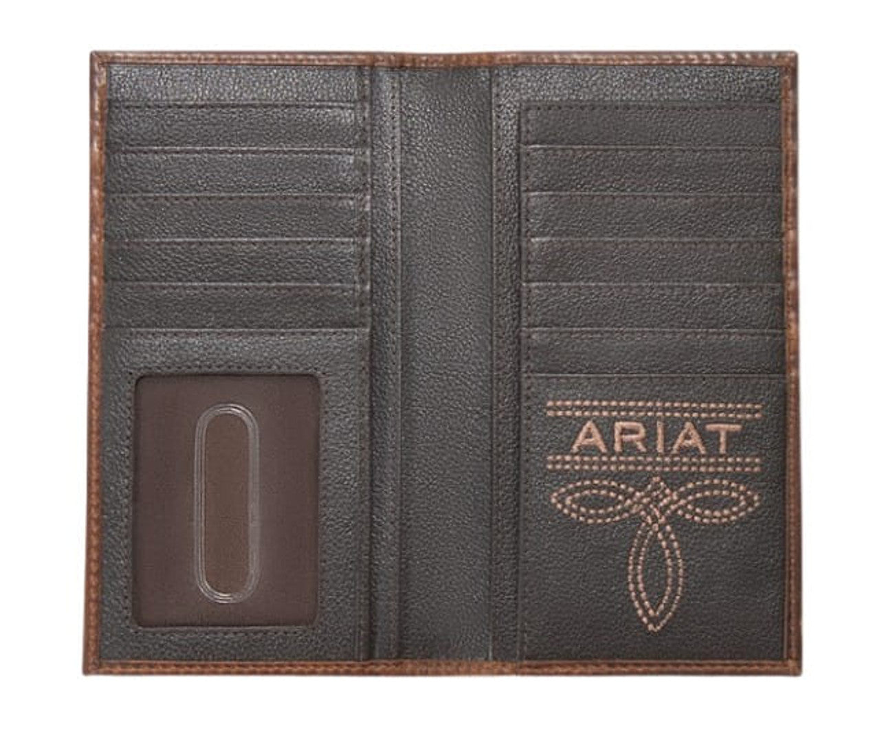 Ariat Mens Brown Leather Stitched Logo Rodeo Wallet  A3566302