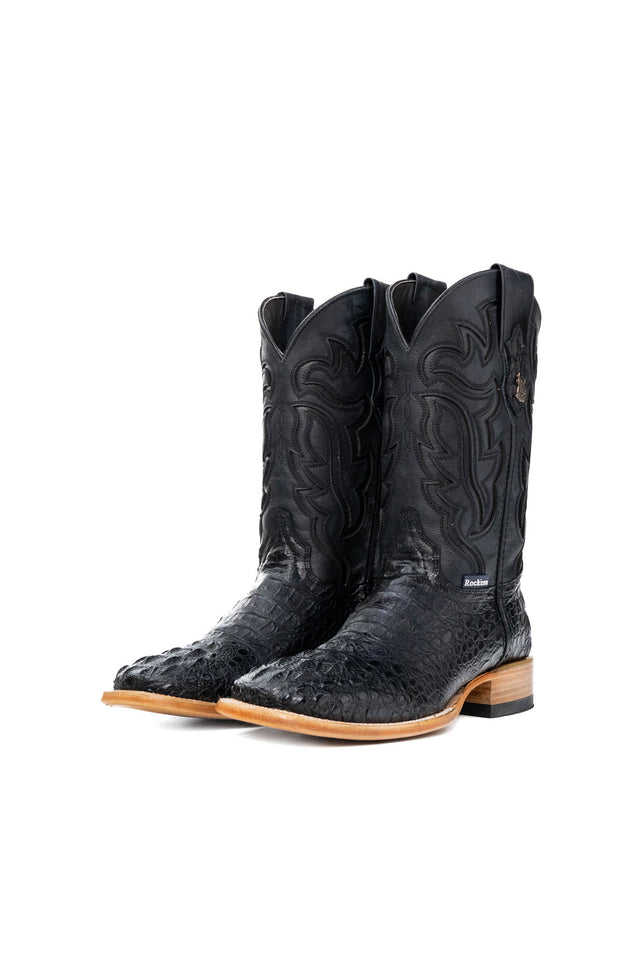 Bruce Caiman Hornback Square Toe Cowboy Boot Black