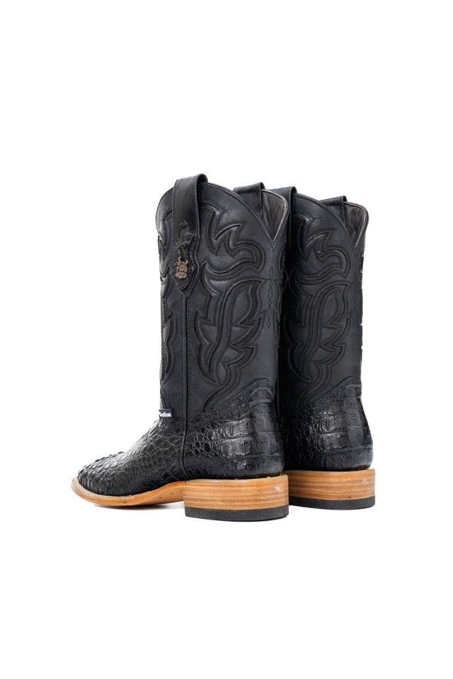 Bruce Caiman Hornback Square Toe Cowboy Boot Black