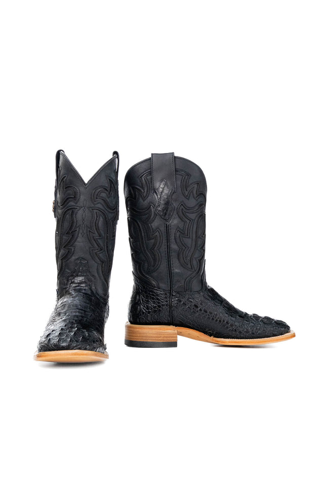 Bruce Caiman Hornback Square Toe Cowboy Boot Black