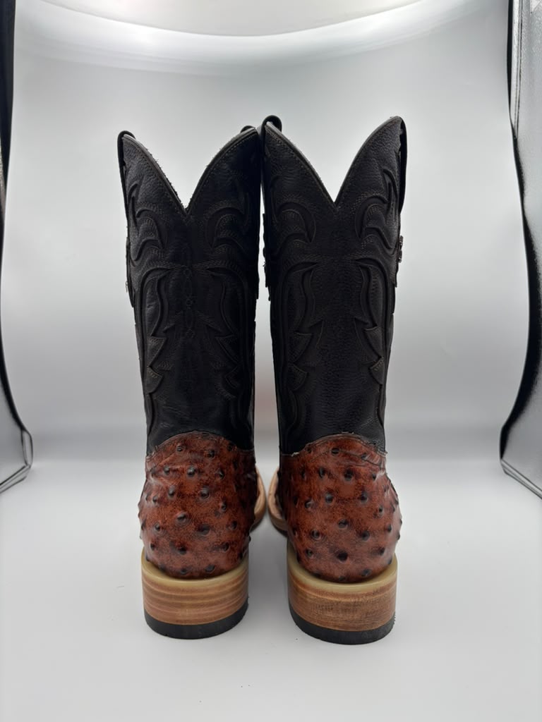 Bruce Ostrich Clone Square Toe Cowboy Boot Chestnut