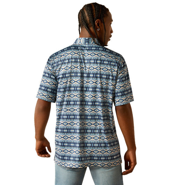 Ariat Mens Charger 2.0 Printed SS Polo Blue Southwest 10054909
