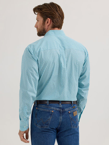 WRANGLER CLASSIC RELAXED FIT TEAL PRINT - MENS SHIRT - 112355323