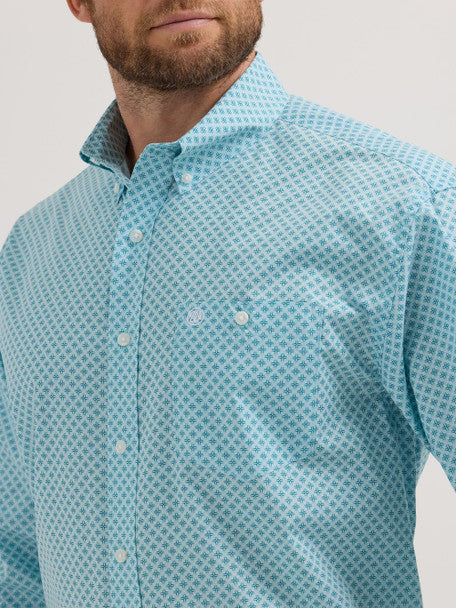 WRANGLER CLASSIC RELAXED FIT TEAL PRINT - MENS SHIRT - 112355323