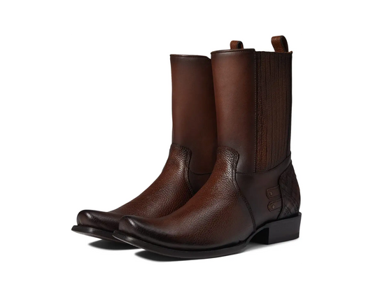 Cuadra Men's Bovine Leather Zipper & Studs Narrow Square Toe Boots CU406
