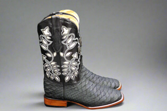 Colunga Ranch Pro Rodeo Boots – Black Python Print Cowboy Boots