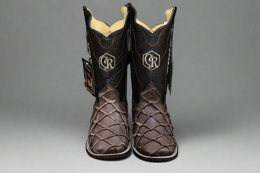 Colunga Ranch Pro Rodeo Boots – Brown Fish Print Cowboy Boots