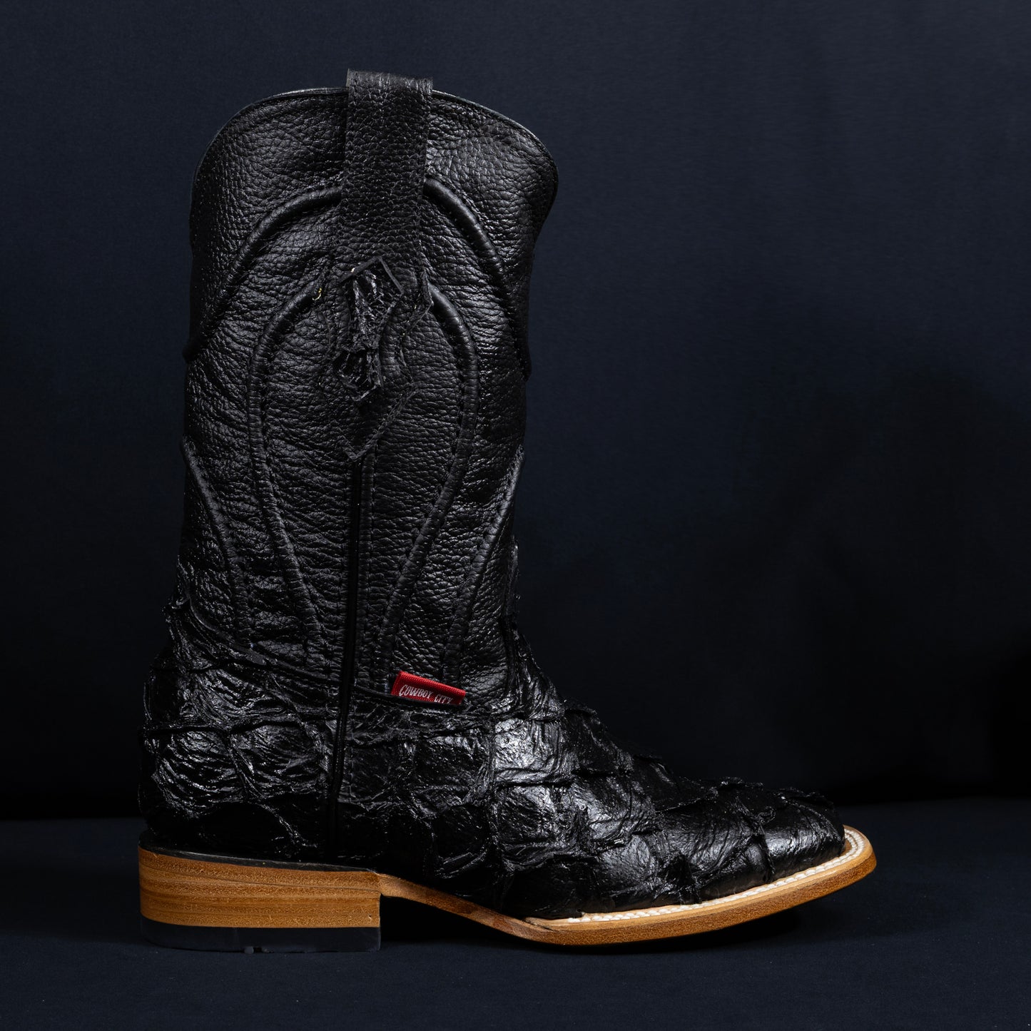 Cowboy City Fish Black Clone Boots - Handmade Mexican Western Boots
