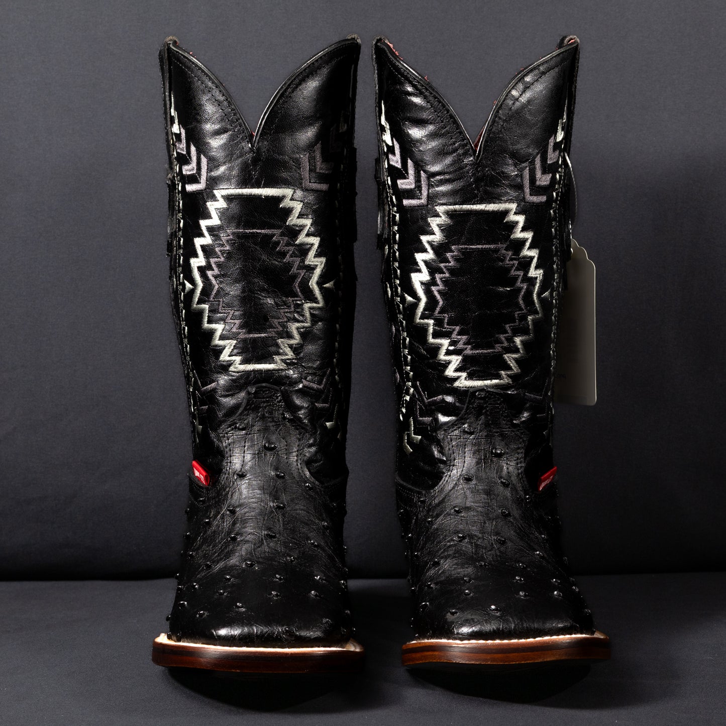 Cowboy City Black Ostrich Square Toe Clone