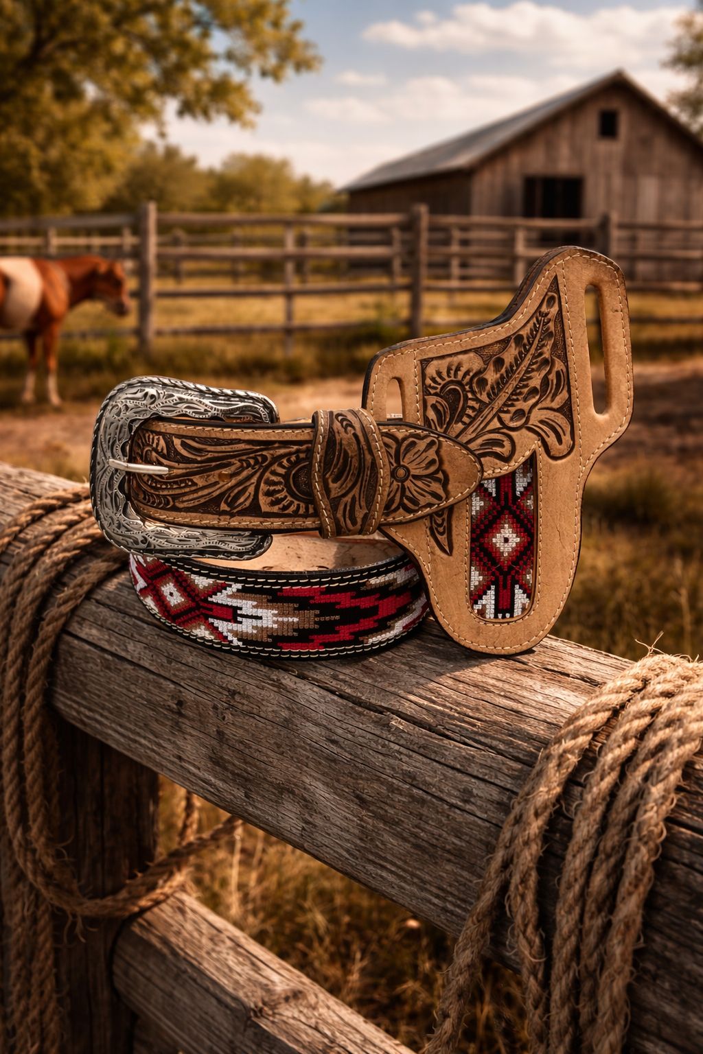 Cowboy City Aztec Handtooled Western Belt, RedTan – 1 34 InchCowboy City Aztec Handtooled Western Belt, RedTan – 1 34 InchCowboy City Aztec Handtooled Western Belt, RedTan – 1 34 Inch