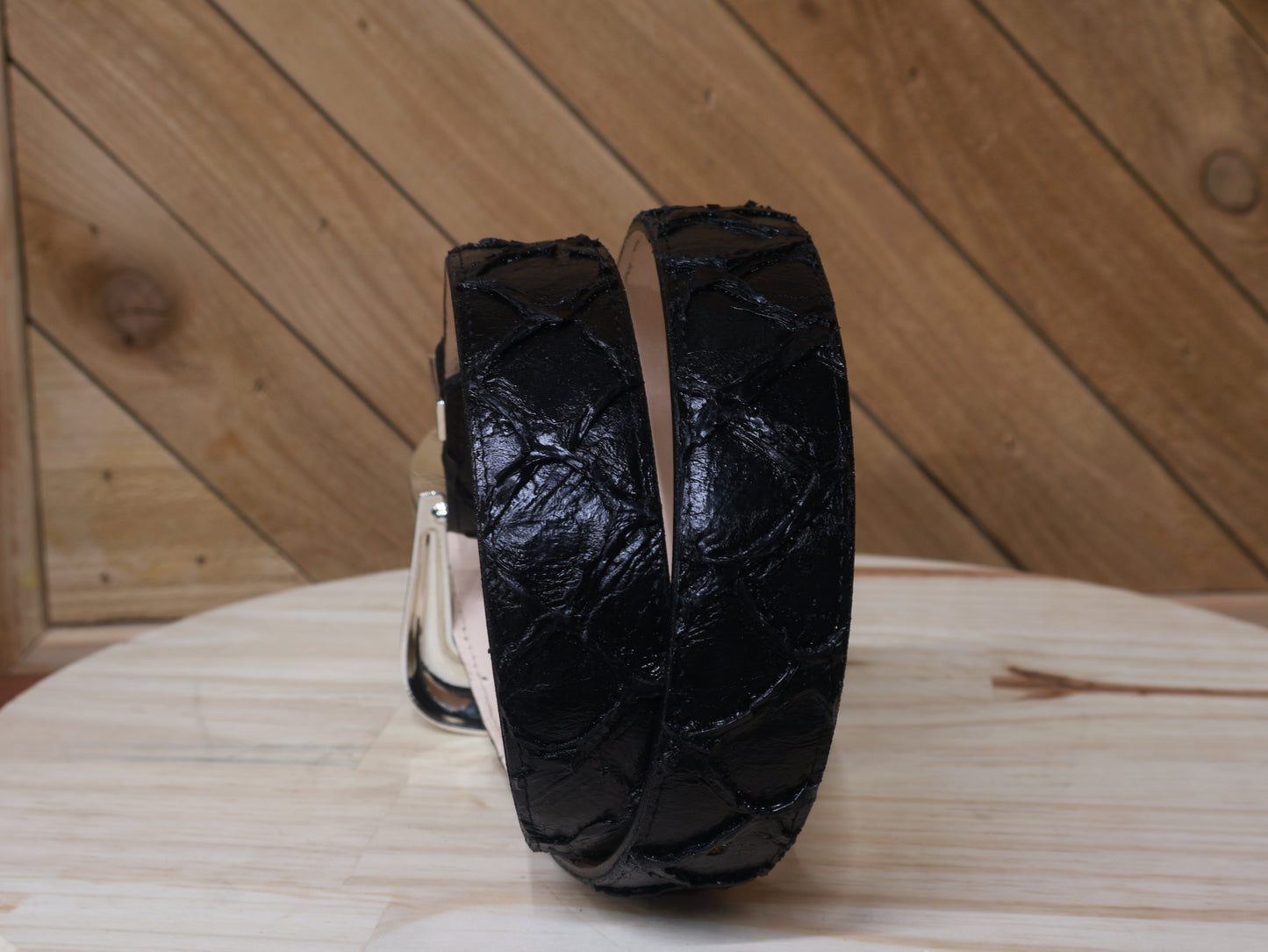 Cowboy City Black Clone Pirarucu Western Belt + 3-Piece Buckle Set