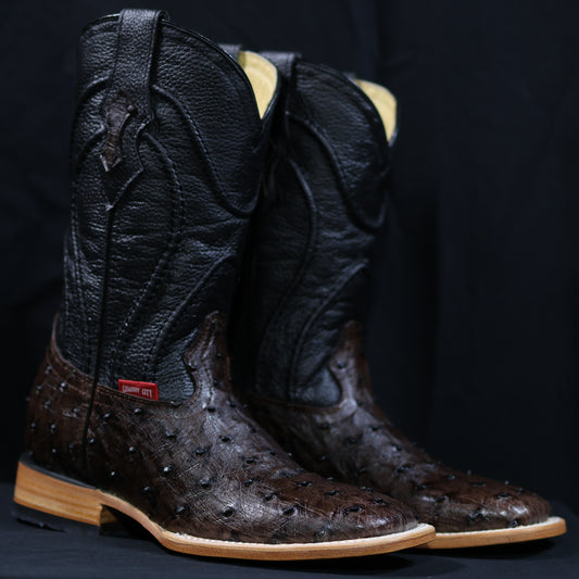 Cowboy City Brown Ostrich Square Toe Clone
