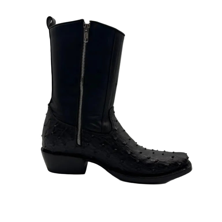 Cowboy City Men’s Ostrich Clone Ankle Boots – Black