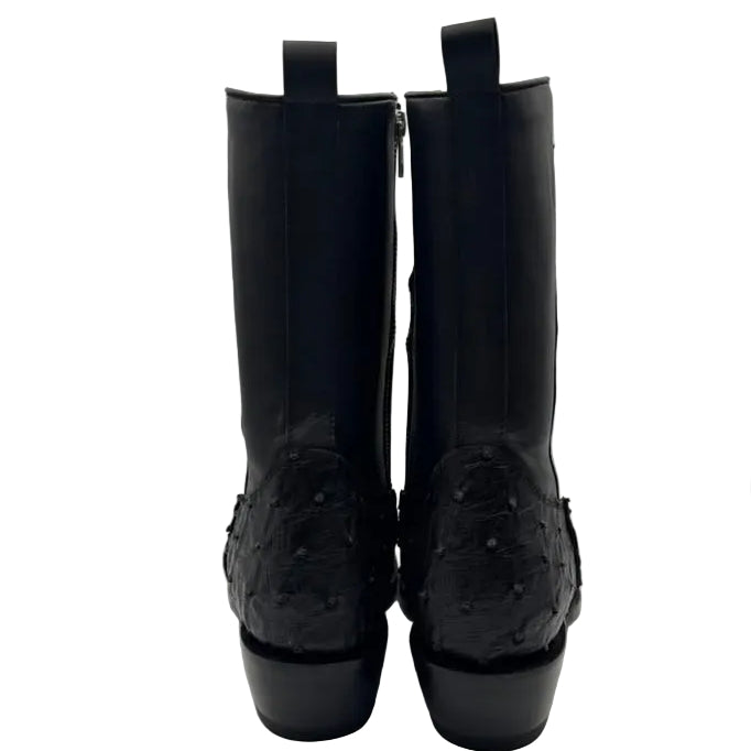 Cowboy City Men’s Ostrich Clone Ankle Boots – Black