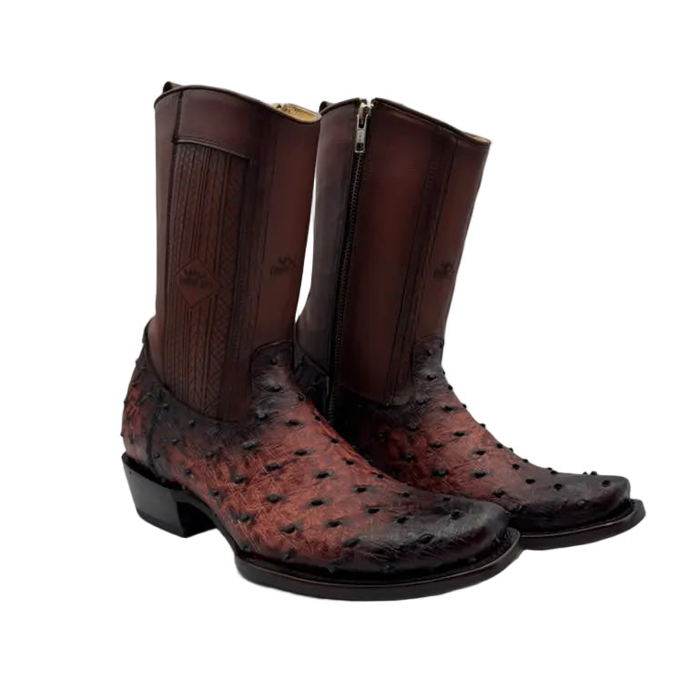 Cowboy City Men’s Ostrich Clone Ankle Boots – Brown