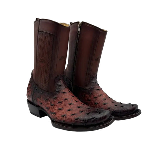 Cowboy City Men’s Ostrich Clone Ankle Boots – Brown