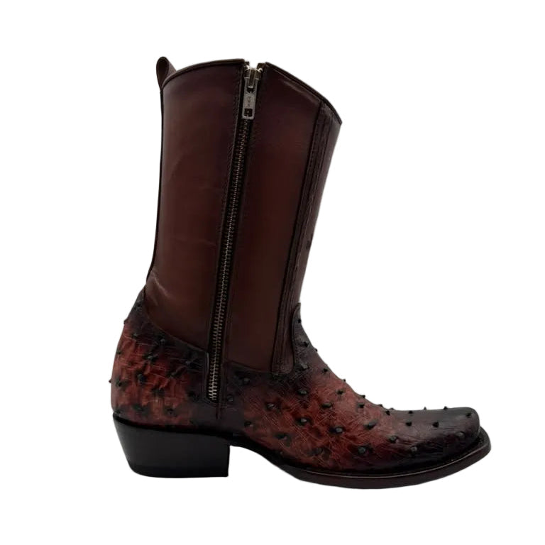 Cowboy City Men’s Ostrich Clone Ankle Boots – Brown