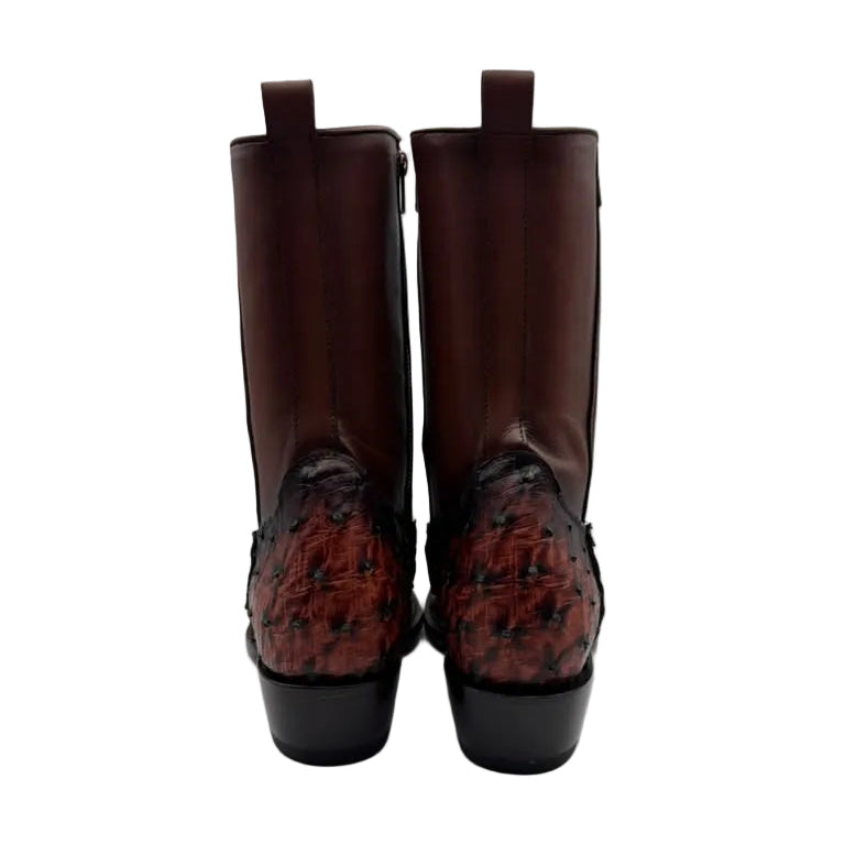Cowboy City Men’s Ostrich Clone Ankle Boots – Brown