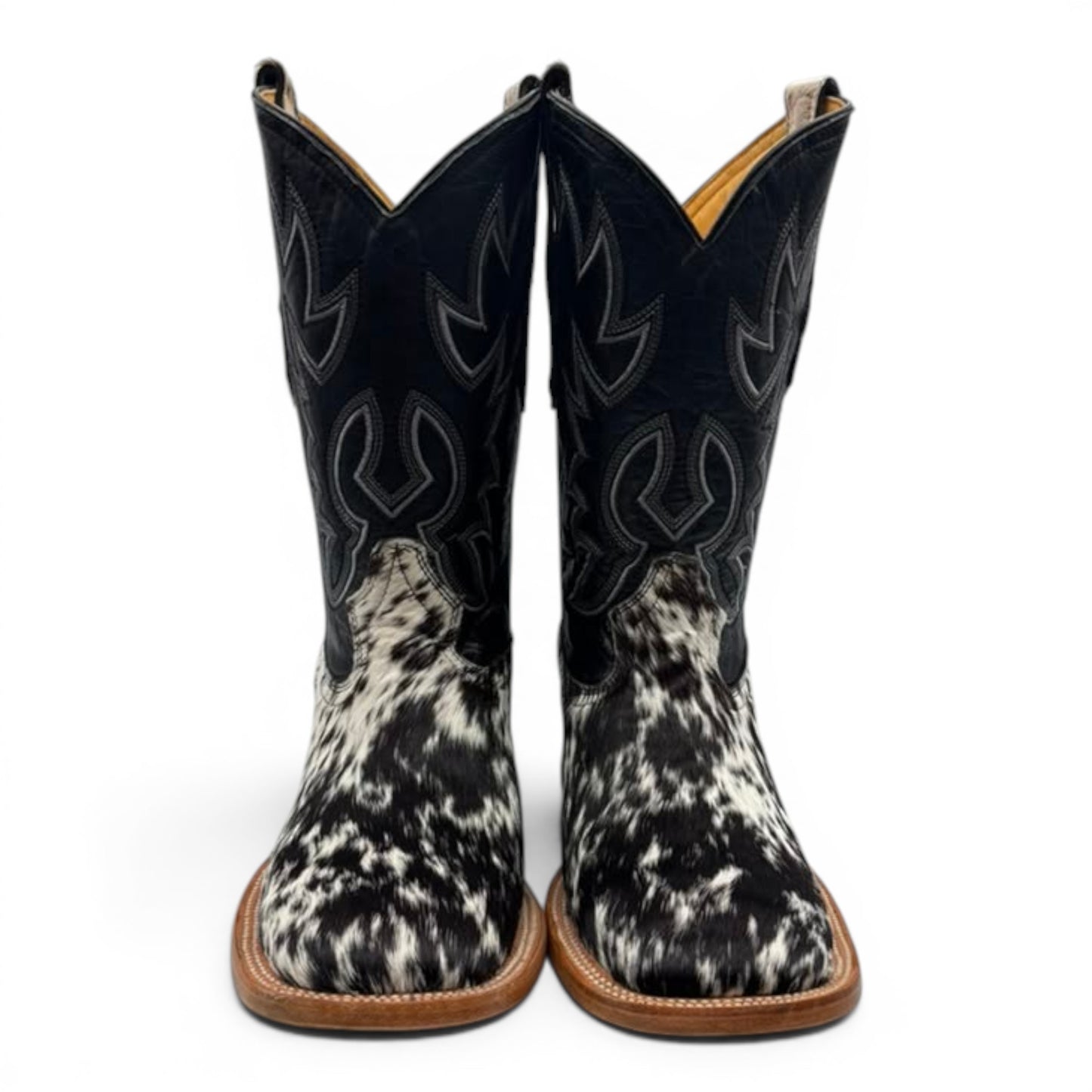 Cowboy City Mens Black & White Cow Hide Boots (EVERY PAIR IS UNIQUE)